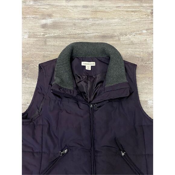 Coldwater Creek Puffer Vest Zip & Button Front Pockets Purple Women’s Sz Medium - Picture 2 of 5